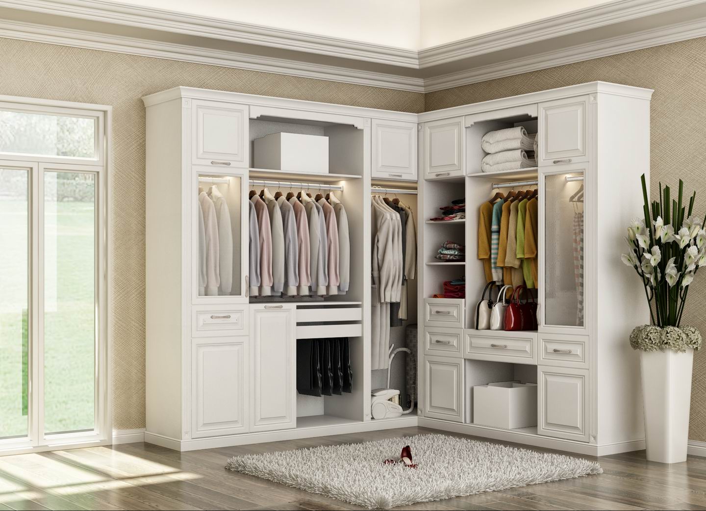 全鋁衣柜-03（風(fēng)格：簡歐；顏色：暖白）